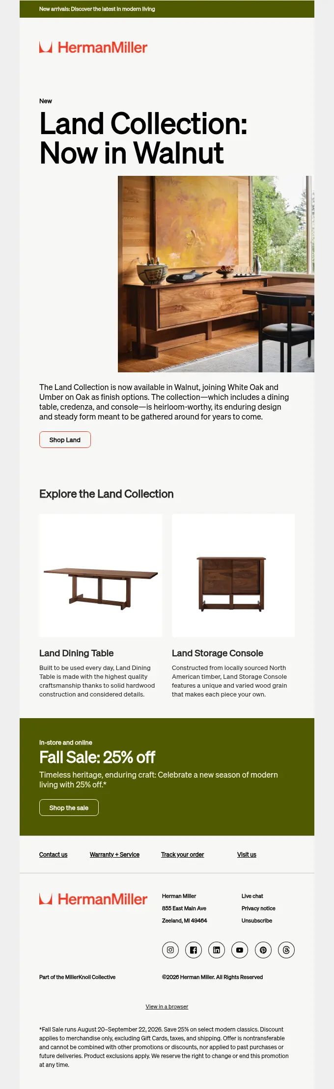 herman miller land collection walnut